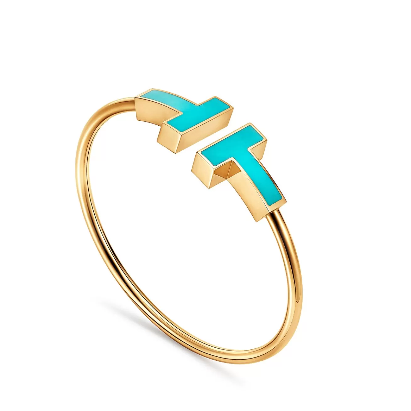 Tiffany & Co. Tiffany T wide turquoise wire bracelet in 18k gold, medium. | ^ Bracelets | Gold Jewelry