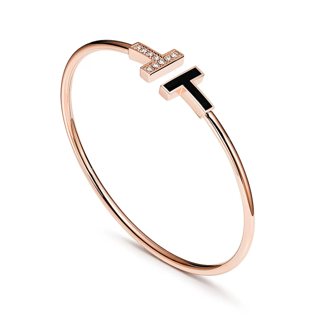 Tiffany & Co. Tiffany T Wire Bracelet in Rose Gold with Black Onyx and Diamonds | ^ Bracelets | Rose Gold Jewelry