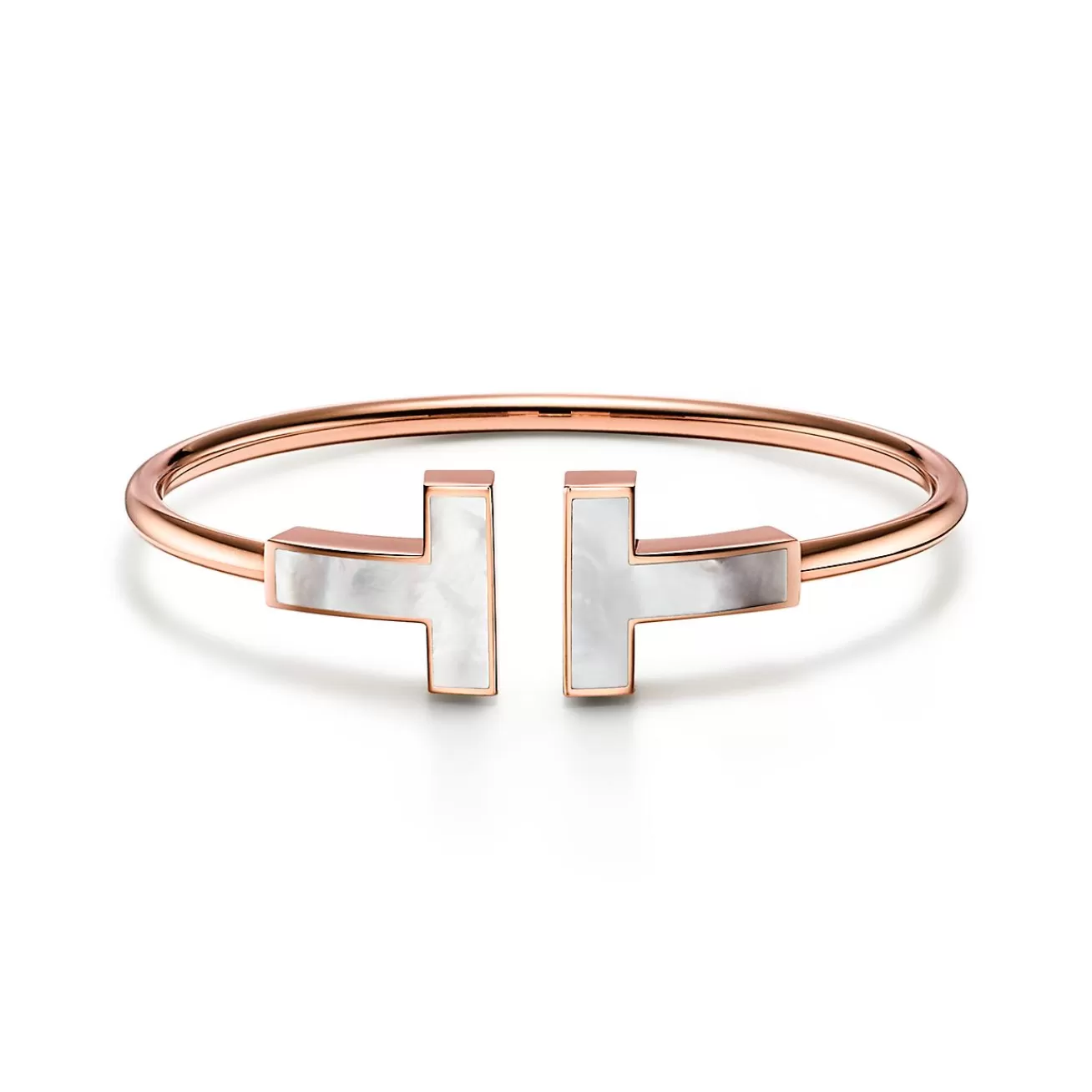 Tiffany & Co. Tiffany T Wire Bracelet in Rose Gold with Mother-of-pearl, Wide | ^ Bracelets | Rose Gold Jewelry