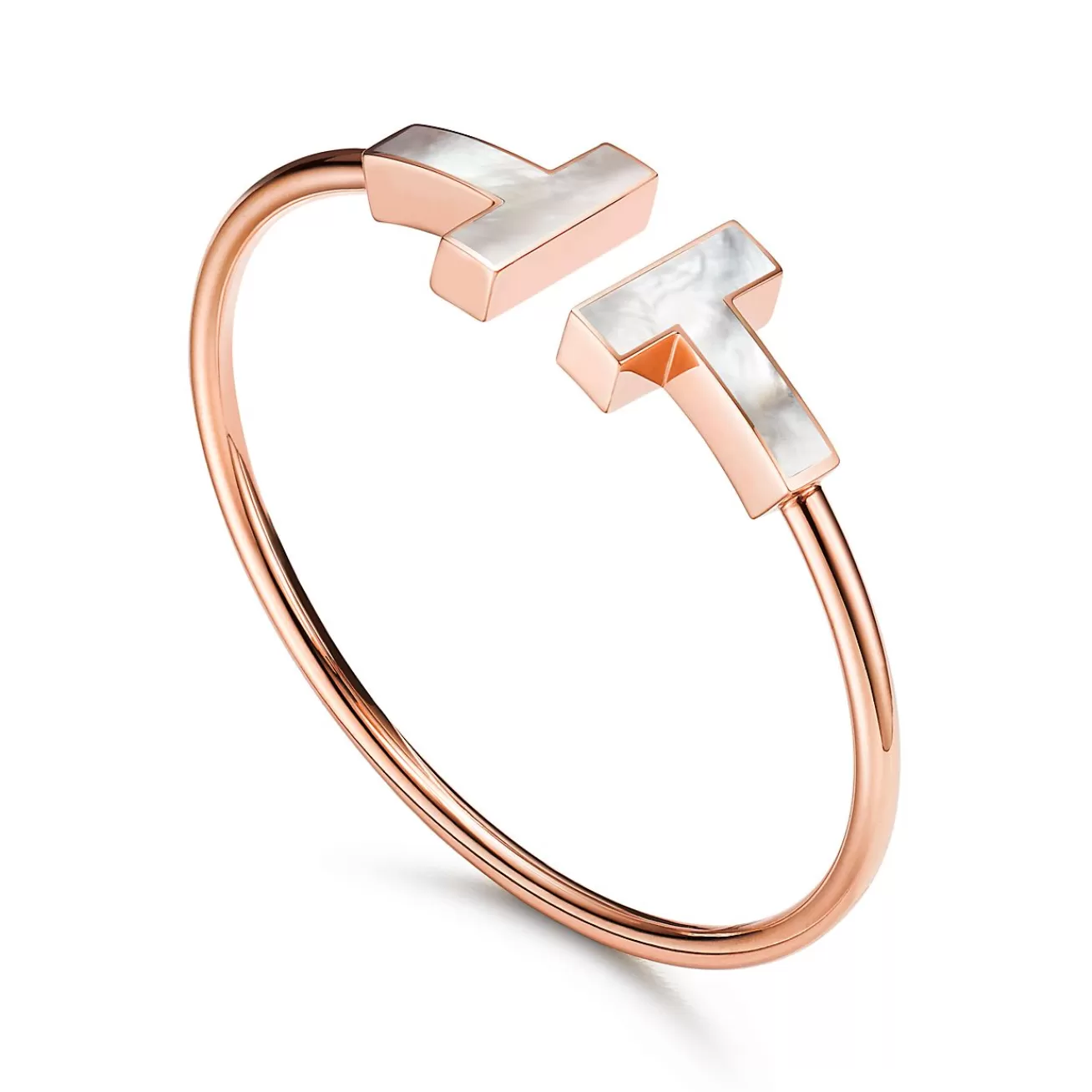 Tiffany & Co. Tiffany T Wire Bracelet in Rose Gold with Mother-of-pearl, Wide | ^ Bracelets | Rose Gold Jewelry