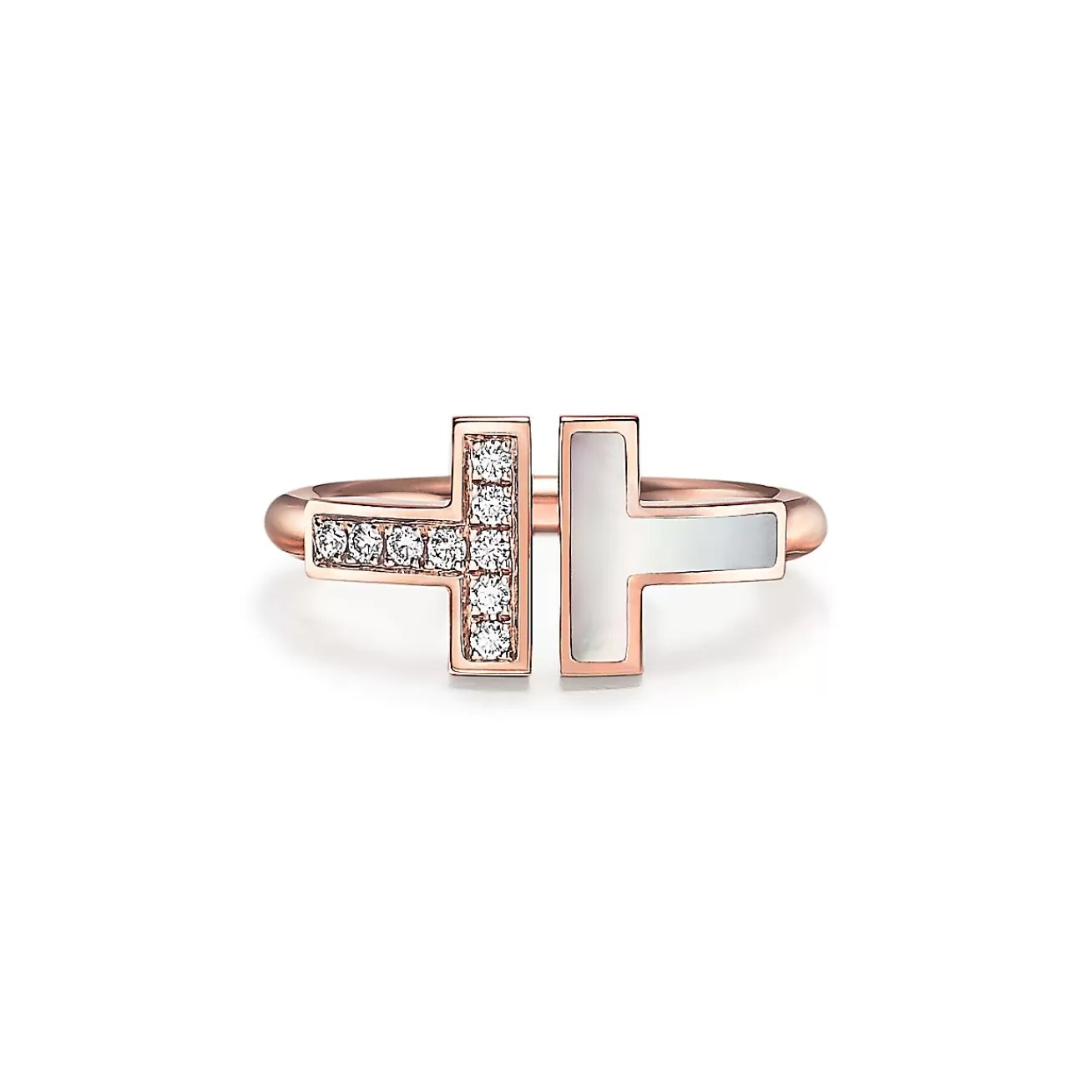 Tiffany & Co. Tiffany T Wire Ring in Rose Gold with Diamonds and Mother-of-pearl | ^ Rings | Rose Gold Jewelry