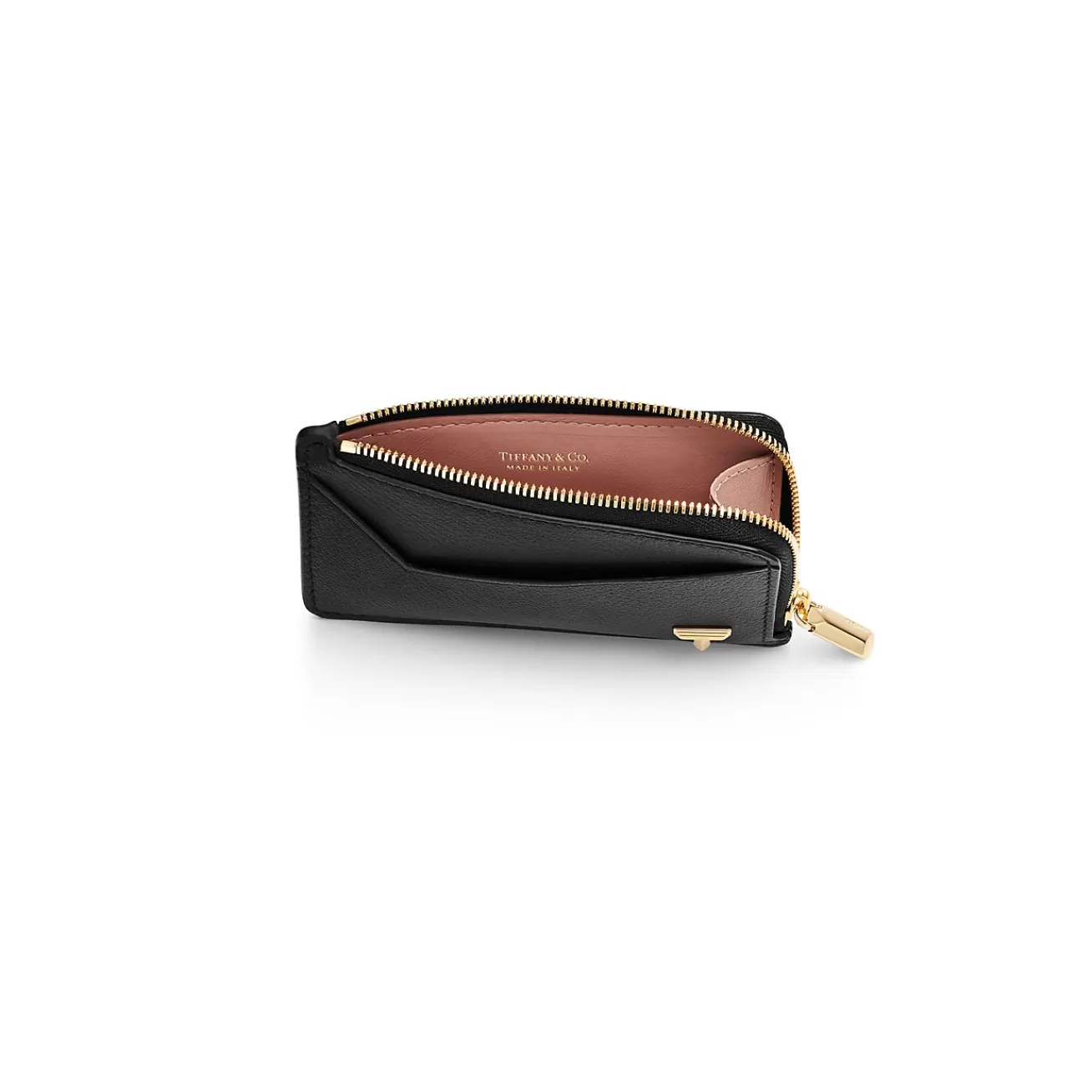 Tiffany & Co. Tiffany T Zip Card Case in Black Leather | ^Women Small Leather Goods | Women's Accessories