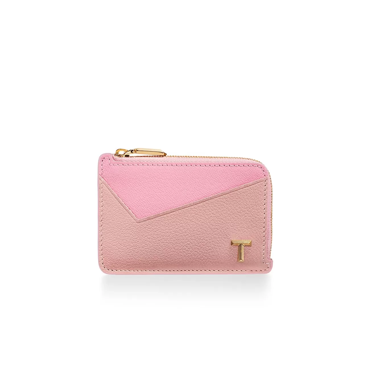 Tiffany & Co. Tiffany T Zip Card Case in Pink Colorblock Leather | ^Women Small Leather Goods | Women's Accessories