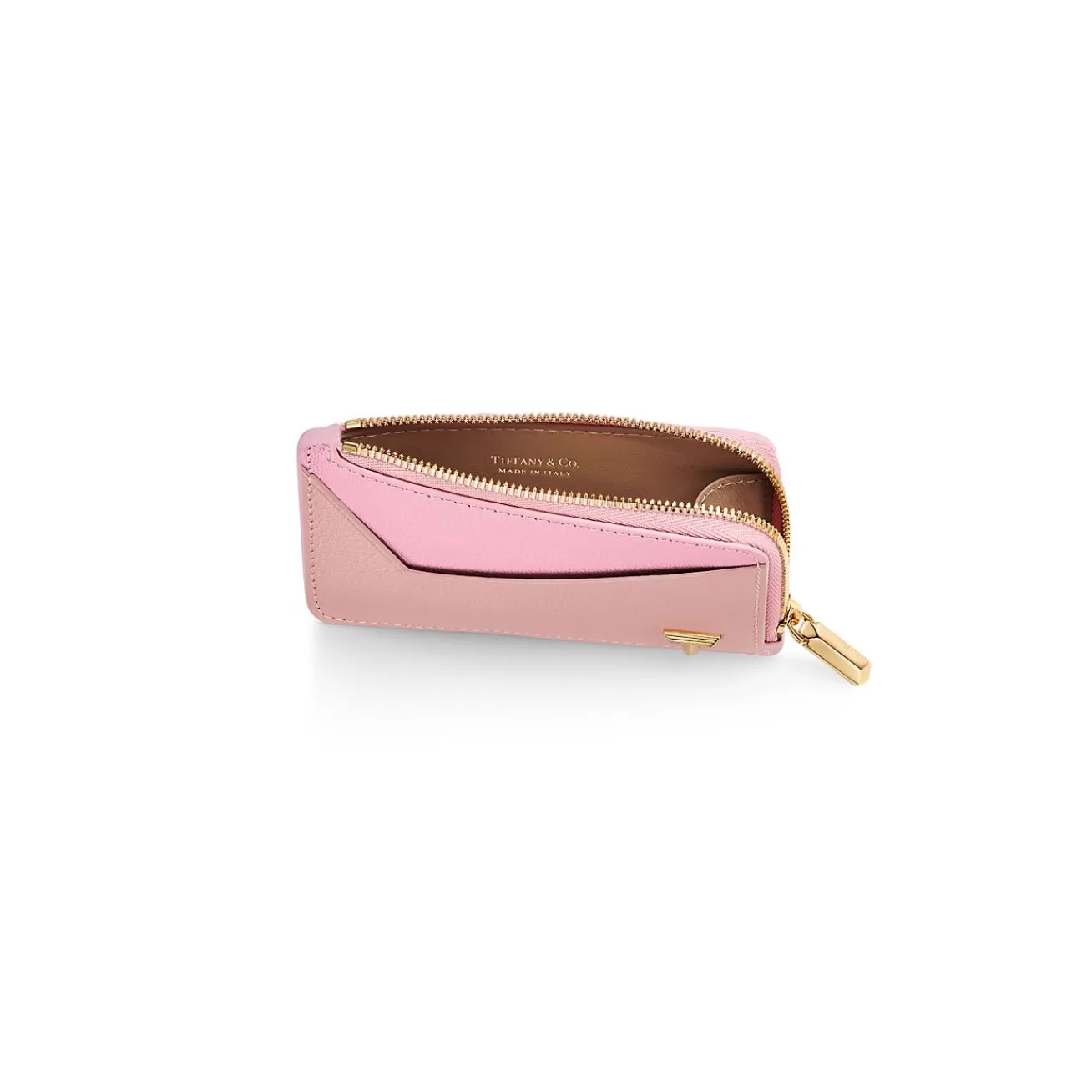Tiffany & Co. Tiffany T Zip Card Case in Pink Colorblock Leather | ^Women Small Leather Goods | Women's Accessories