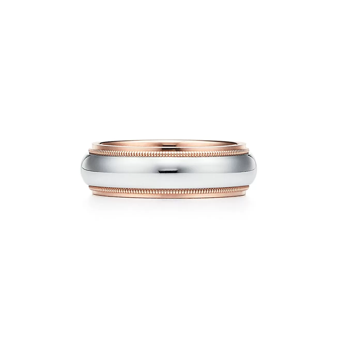 Tiffany & Co. Tiffany Together Milgrain Band Ring in Platinum and Rose Gold, 6 mm Wide | ^ Rings | Rose Gold Jewelry