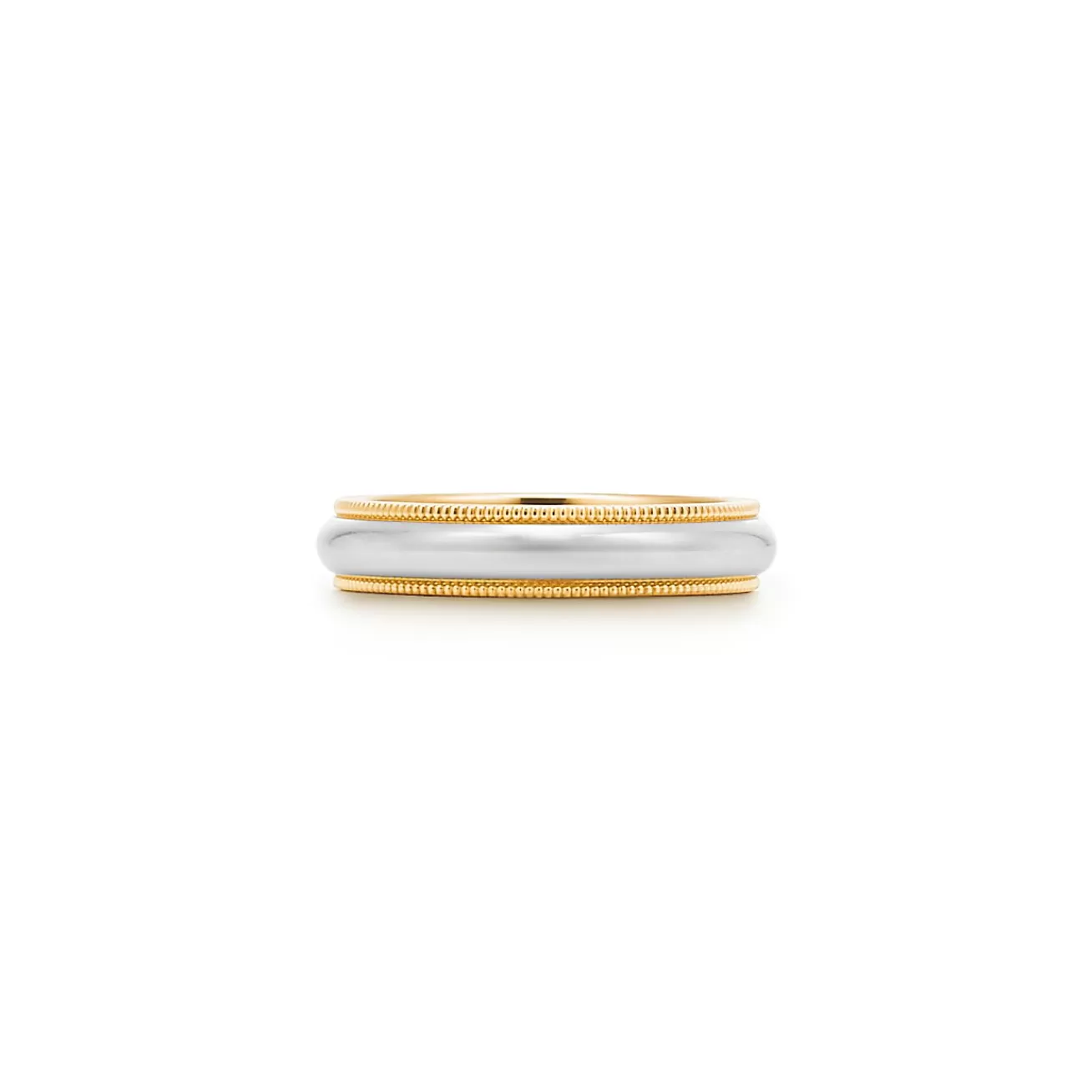 Tiffany & Co. Tiffany Together Milgrain Band Ring in Platinum and Yellow Gold, 4 mm Wide | ^Women Rings | Gold Jewelry