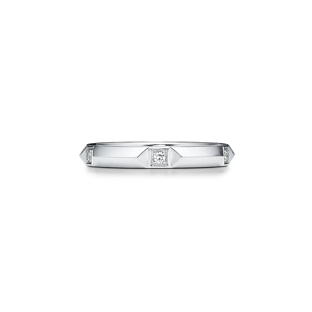 Tiffany & Co. Tiffany True® band ring in platinum with diamonds, 2.5 mm wide. | ^Women Rings | Men's Jewelry