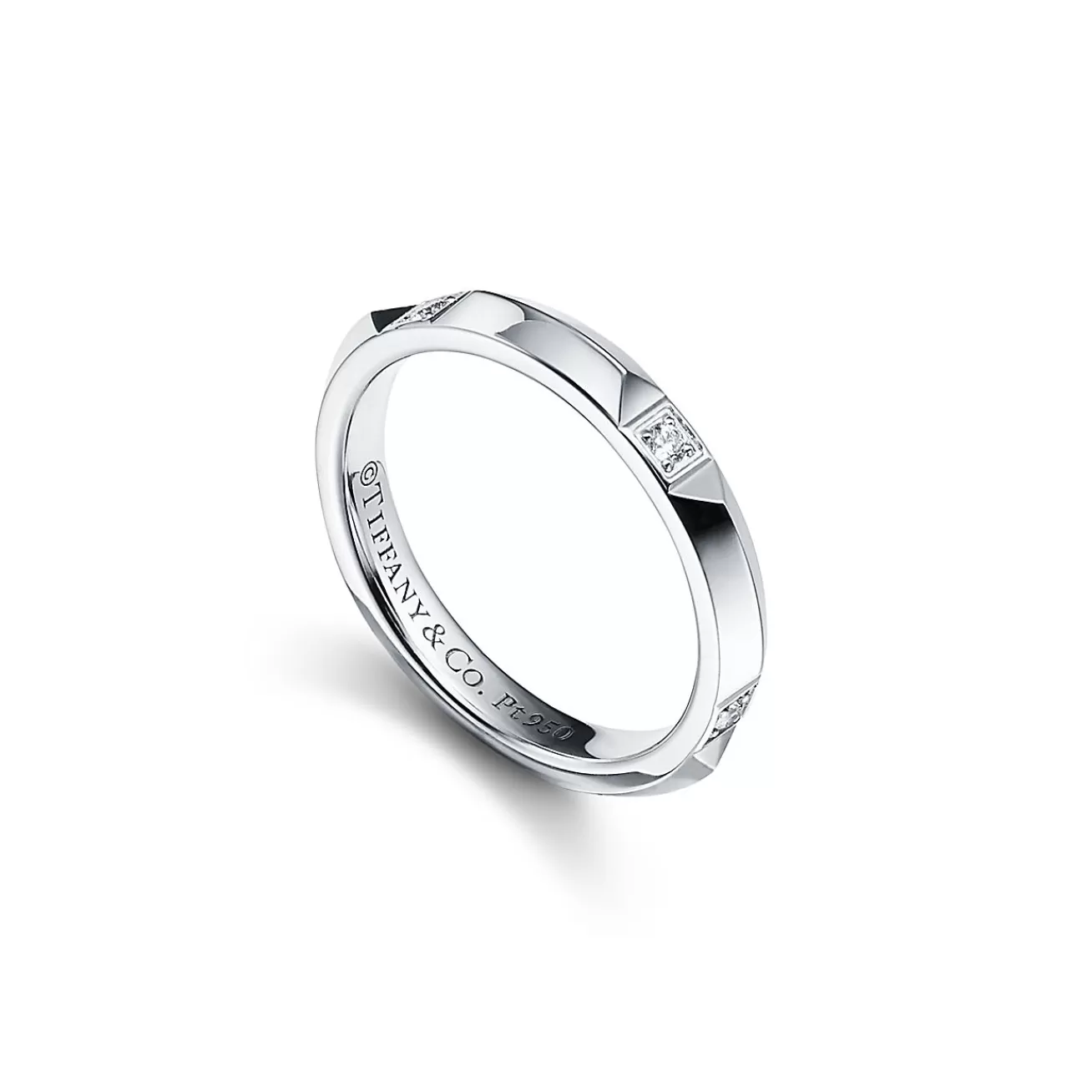 Tiffany & Co. Tiffany True® band ring in platinum with diamonds, 2.5 mm wide. | ^Women Rings | Men's Jewelry