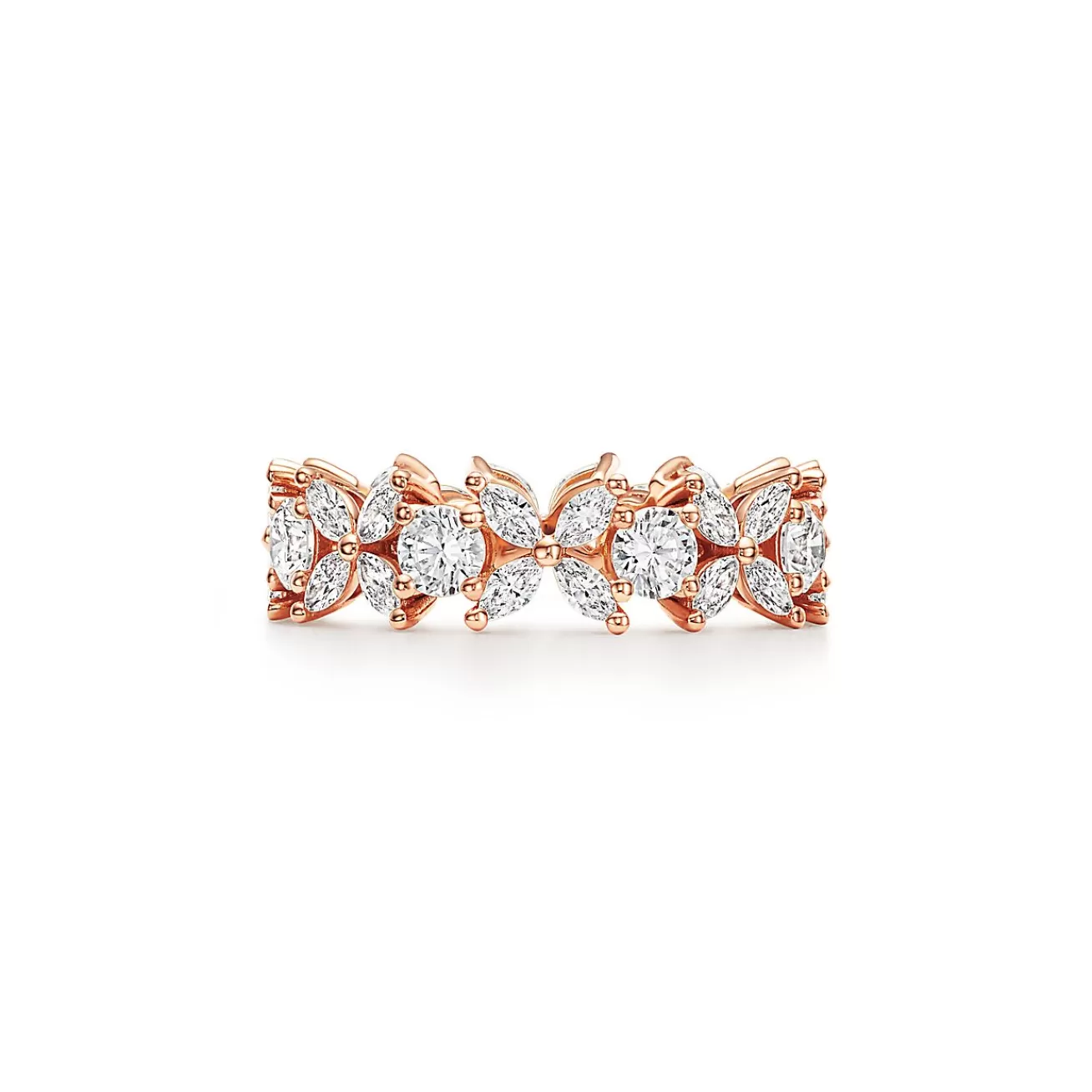 Tiffany & Co. Tiffany Victoria® alternating diamond band ring in 18k rose gold. | ^ Rings | Stacking Rings