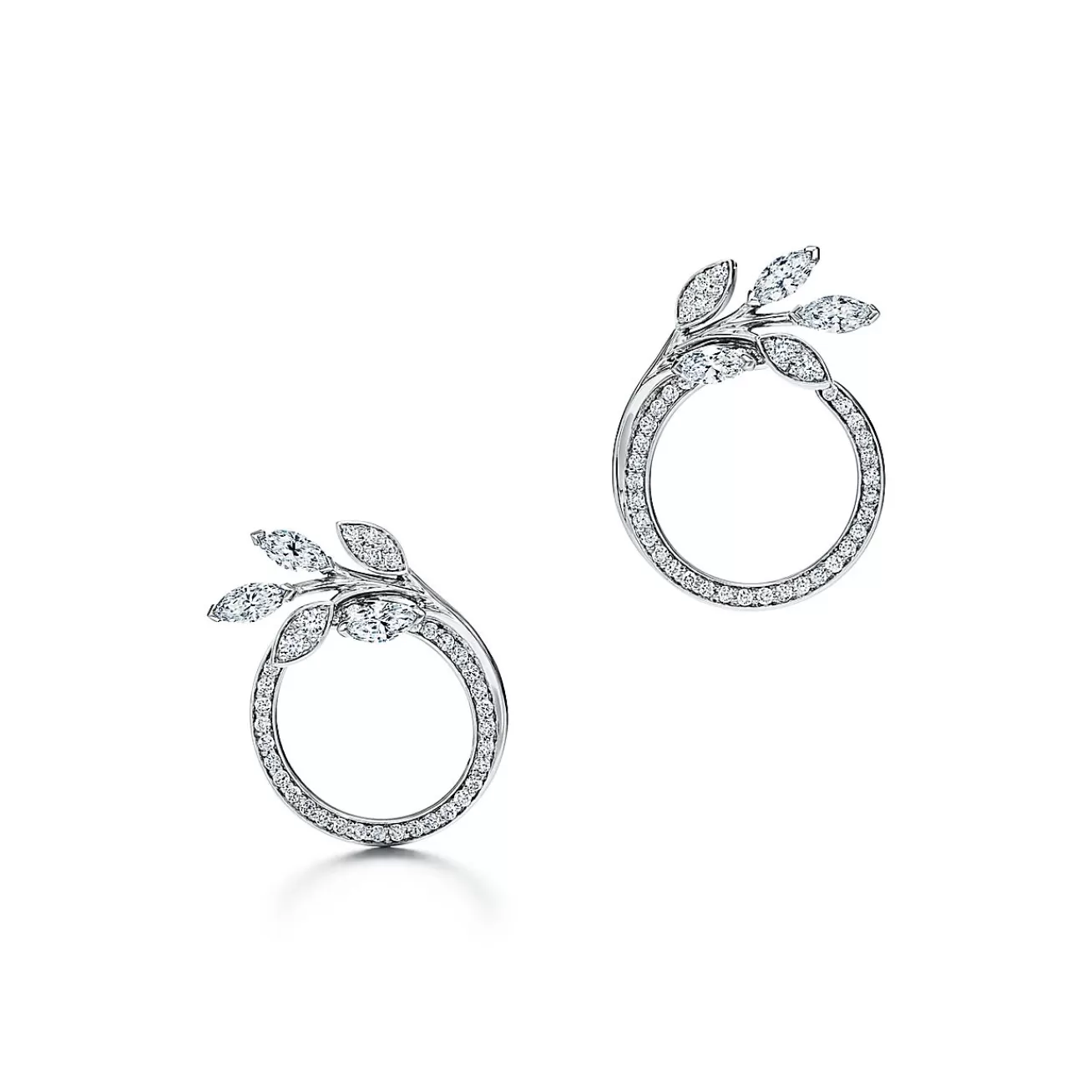 Tiffany & Co. Tiffany Victoria® diamond vine circle earrings in platinum, small. | ^ Earrings | Hoop Earrings