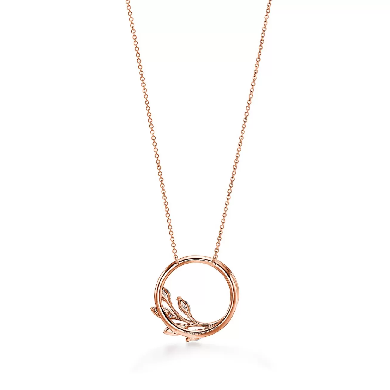 Tiffany & Co. Tiffany Victoria® diamond vine circle pendant in 18k rose gold, large. | ^ Necklaces & Pendants | Rose Gold Jewelry