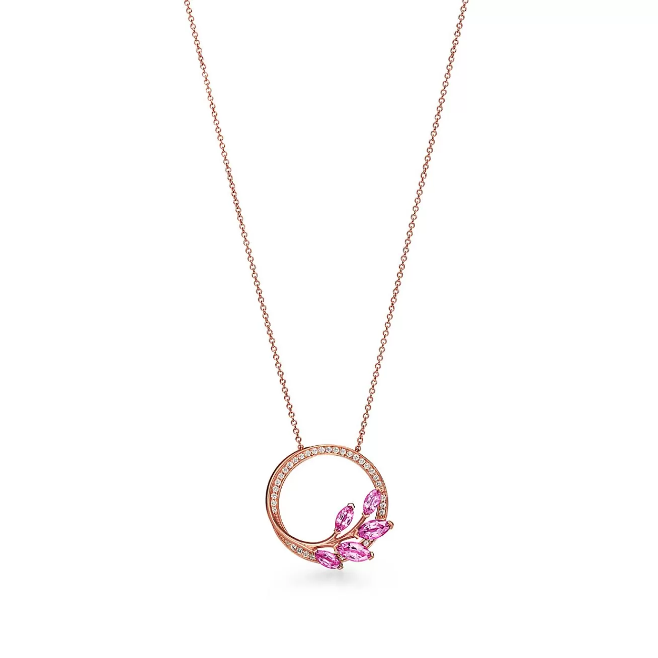 Tiffany & Co. Tiffany Victoria® Diamond Vine Circle Pendant with Pink Sapphires in Rose Gold | ^ Necklaces & Pendants | Gifts for Her