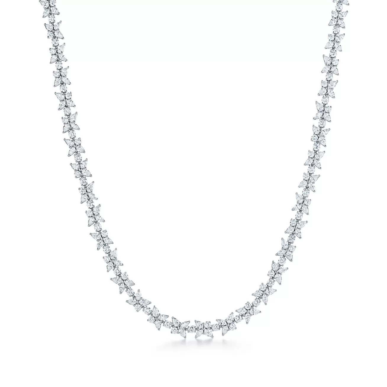 Tiffany & Co. Tiffany Victoria® mixed cluster necklace in platinum with diamonds. | ^ Necklaces & Pendants | Platinum Jewelry