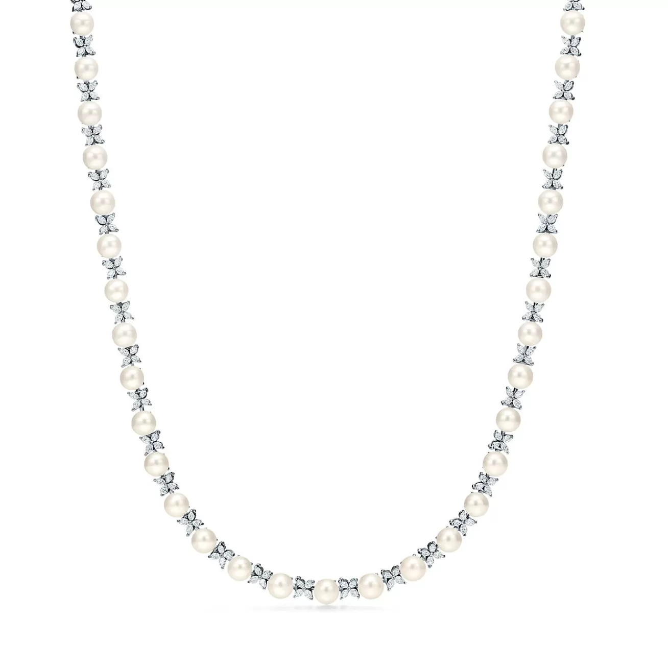 Tiffany & Co. Tiffany Victoria® necklace in platinum with Akoya pearls and diamonds. | ^ Necklaces & Pendants | Platinum Jewelry