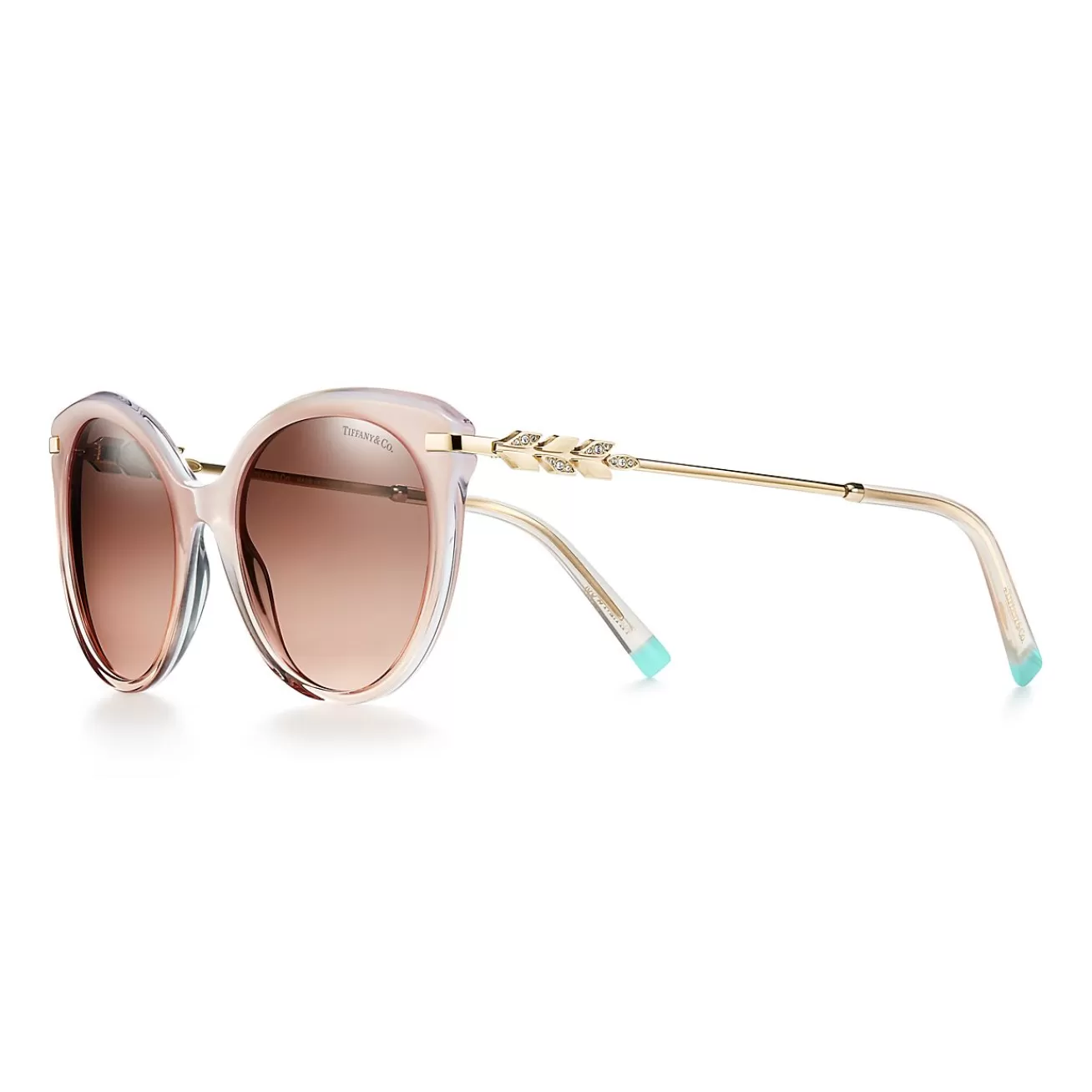 Tiffany & Co. Tiffany Victoria® Sunglasses in Pink Acetate with Gradient Pink and Brown Lenses | ^ Tiffany Victoria® | Sunglasses