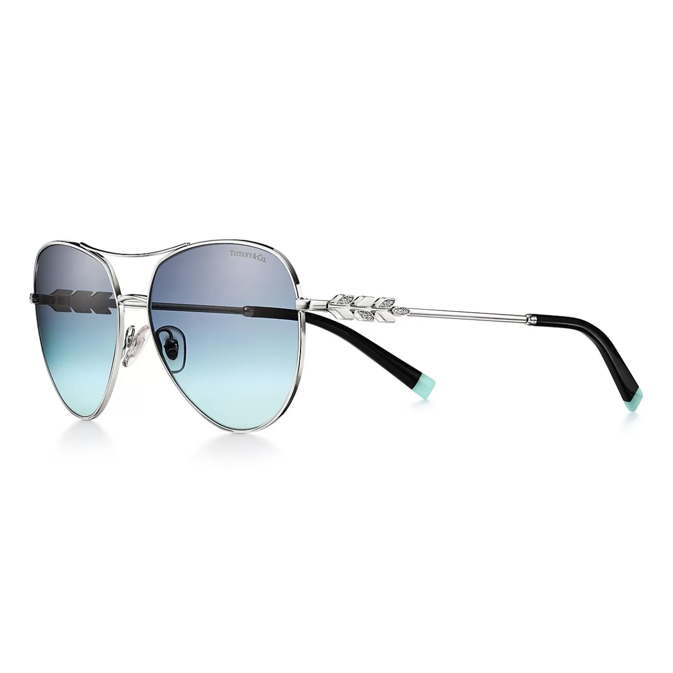 Tiffany & Co. Tiffany Victoria® Sunglasses in Silver-colored Metal with Gradient Blue Lenses | ^ Tiffany Victoria® | Sunglasses