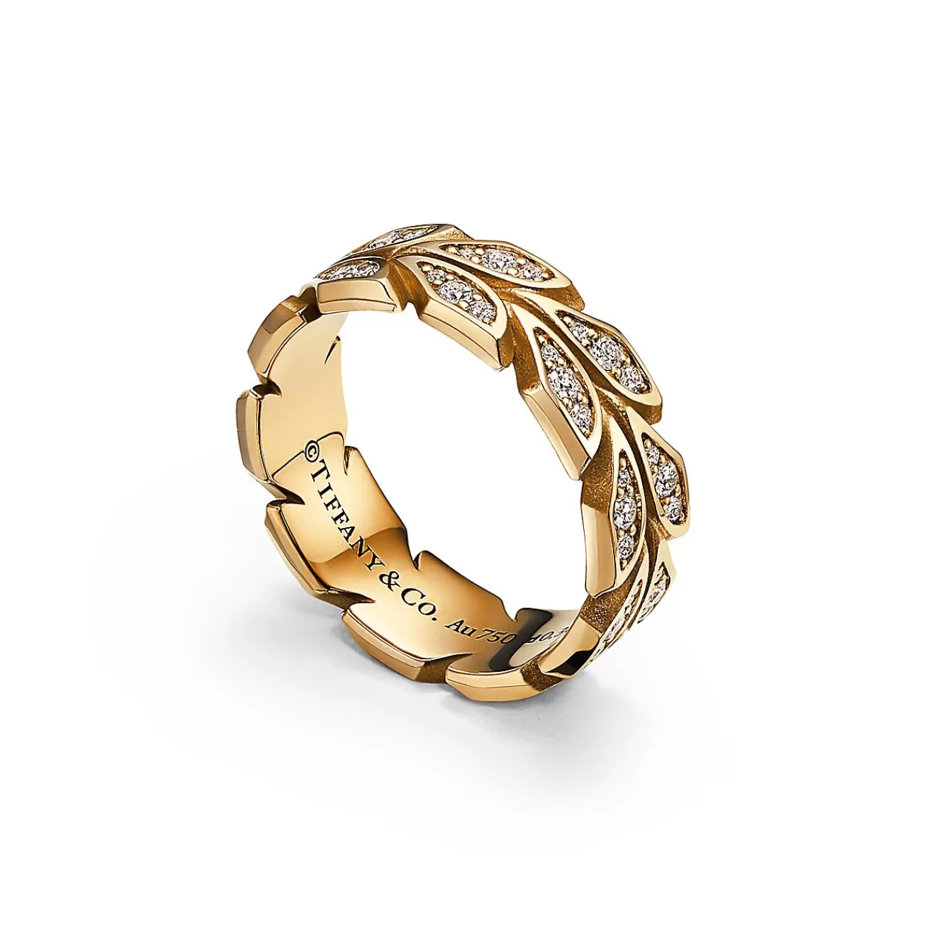 Tiffany & Co. Tiffany Victoria® Vine Band Ring in Yellow Gold with Diamonds, 6 mm Wide | ^ Rings | Gold Jewelry