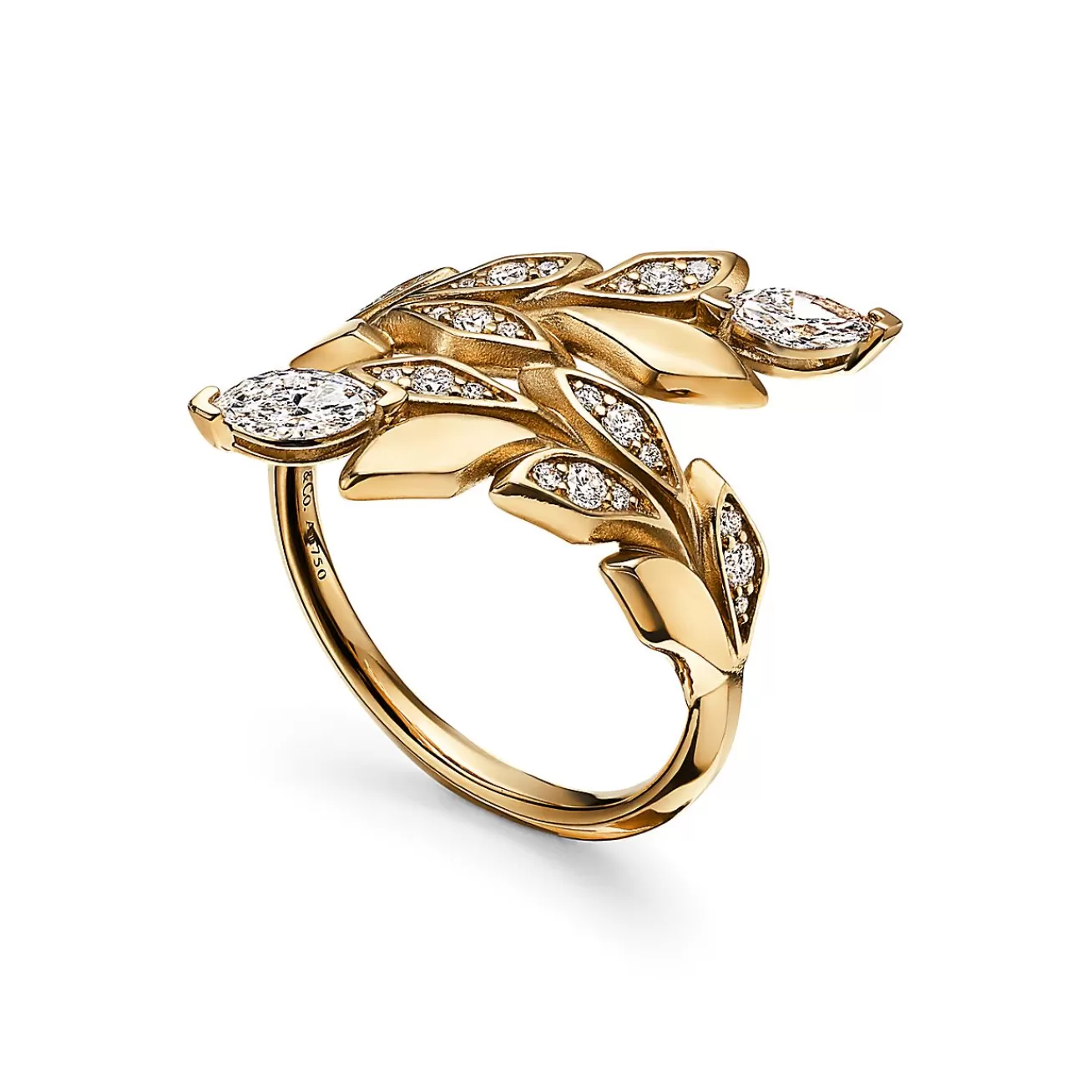 Tiffany & Co. Tiffany Victoria® Vine Bypass Ring in Yellow Gold with Diamonds | ^ Rings | Gold Jewelry