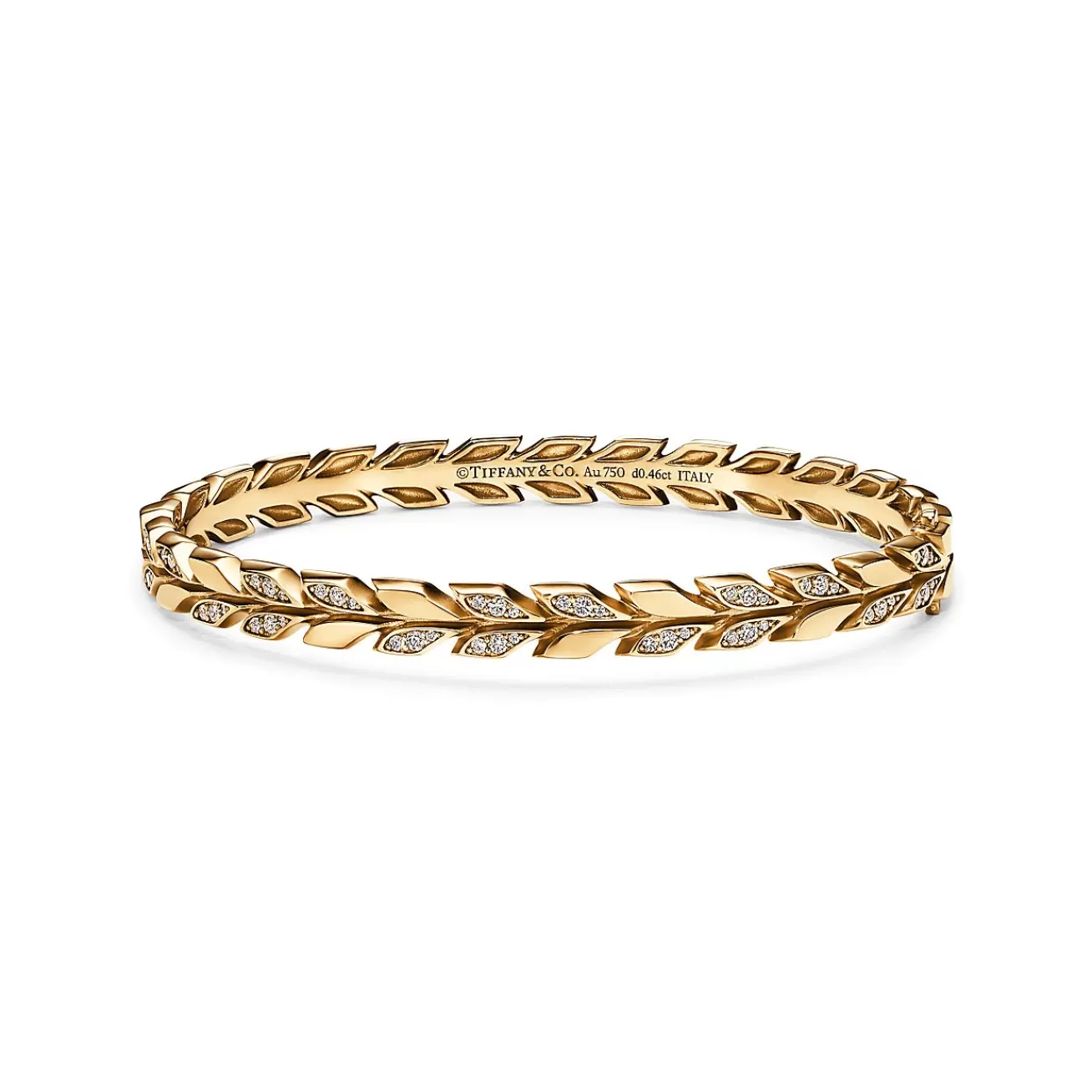 Tiffany & Co. Tiffany Victoria® Vine Hinged Bangle in Yellow Gold with Diamonds | ^ Bracelets | Gold Jewelry