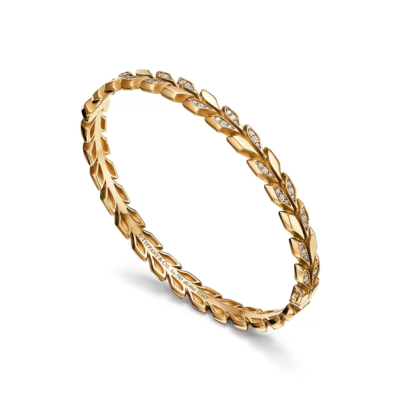 Tiffany & Co. Tiffany Victoria® Vine Hinged Bangle in Yellow Gold with Diamonds | ^ Bracelets | Gold Jewelry