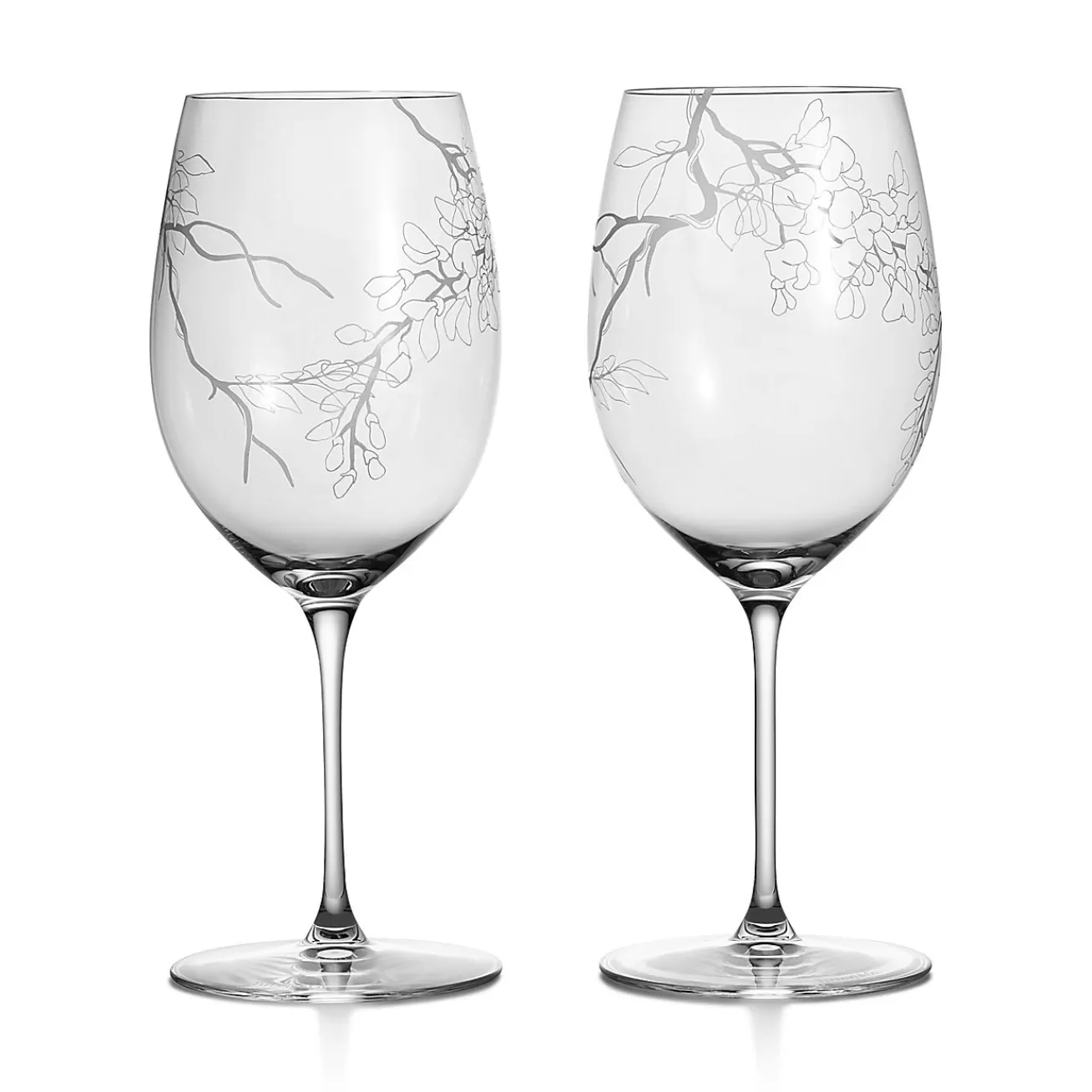 Tiffany & Co. Tiffany Wisteria Red Wine Glasses in Etched Glass, Set of Two | ^ The Home | Housewarming Gifts
