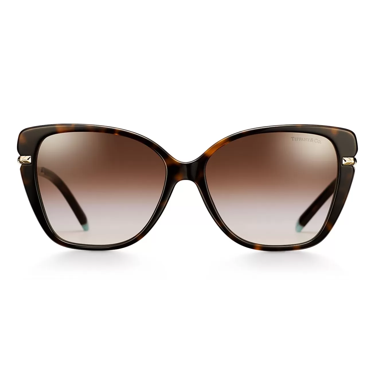 Tiffany & Co. Wheat Leaf Cat Eye Sunglasses in Tortoise Acetate with Gradient Blue Lenses | ^ Sunglasses